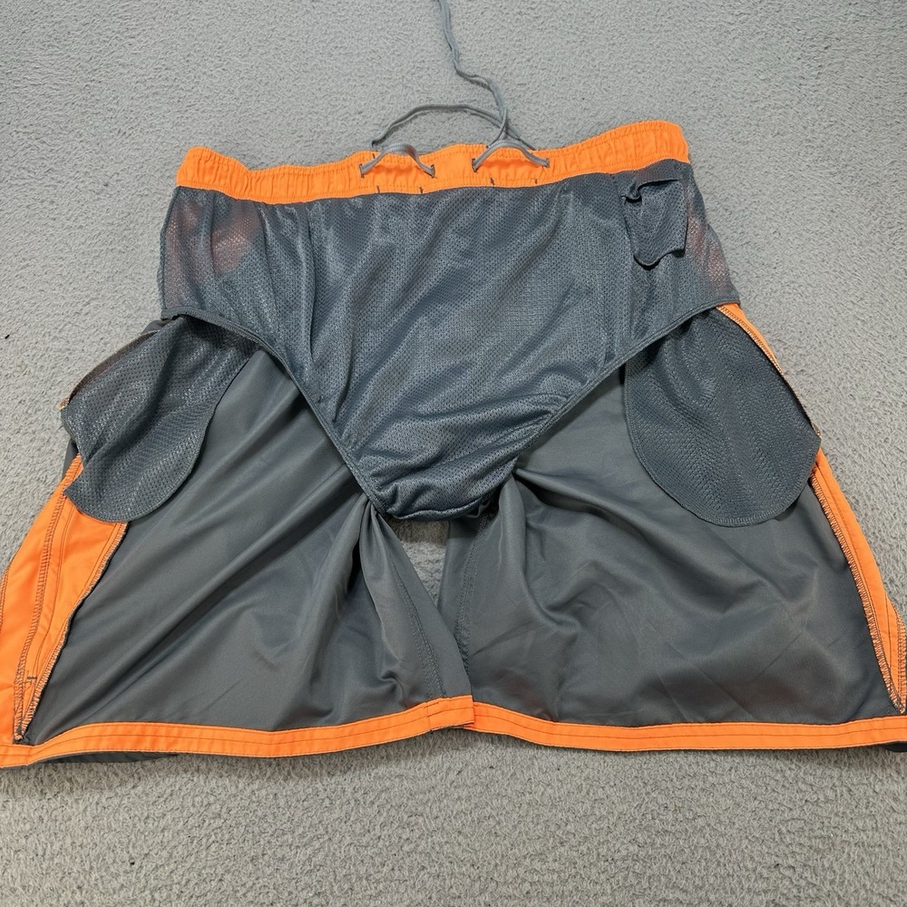 Nike Shorts Mens XXL‎ 2XL Gray Orange Lined Stash Pocket Drawstring Board Shorts - Picture 8 of 14